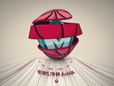 Hey guys, I'm on dribbble. artwork ball basketball design drafted dribbble graphic graphic design illustration key logo logotype maztrone pink rookie vector wood floor