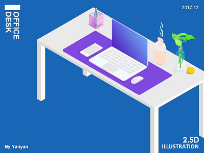 Desk 2.5d illustration office