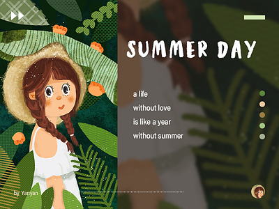 Summer Girl in white girl illustration summer