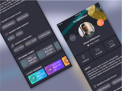 FLOP Poker app - Player profile v2 app dark theme mobile poker profile social app ui