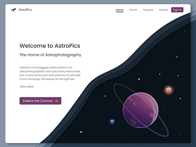 #003 Daily UI - Astrophotography repository landing page dailyui design illustration landing page landingpage logo modern moon photography planet simple space typography ui ux vector web website