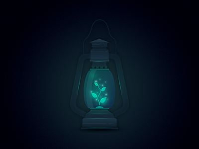 Growing creativity 2d art contrast creatopy dark glossy glowing illustration lantern light magical plant seed seedling