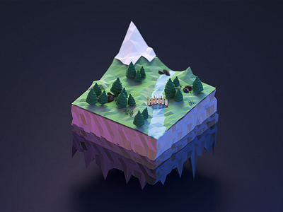 Isometric mountain river