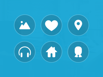 Perch Icons head headphones heart home icons location pin love mountains perch person scene ui