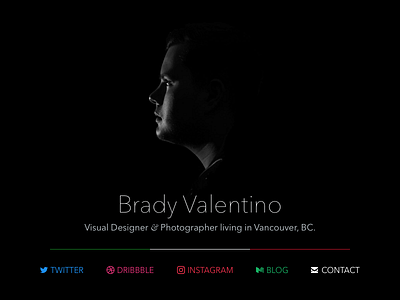 Simplified Homepage brady homepage landing page social valentino website