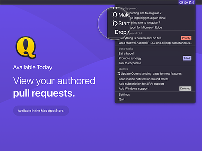 Quests 1.1.0 🎯 github issues mac app pull requests quests