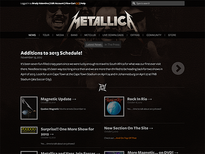 Unsolicited Redesign: Metallica.com