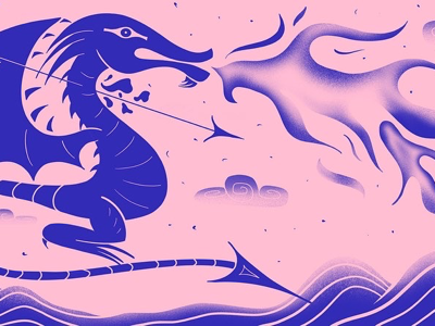 Dragon island abstract dragon freehand illustration myth mythology