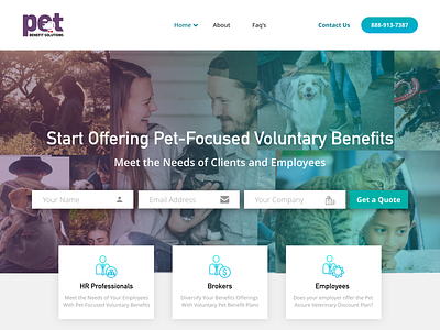 Pet Benefits Solutions Main Screen design ui ux web