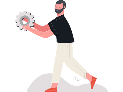 Engagine Illustration Man With Gearwheel design flat icon illustration minimal vector