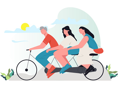 Engagine Illustration Little People On A Tandem Bike