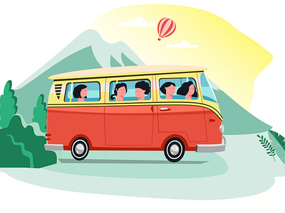 Engagine Illustration Flat People In A Bus
