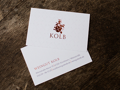 Business cards for Weingut Kolb, german winery businesscards corporatedesign embossing hotfoil winery