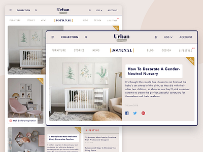 Urban - Furniture Shop app app design branding design ecommerce app journal page logo share buttons social typography ui ux vector web web app design web design