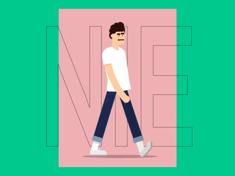 Small-town guy | AE animation 2d 2d animation 2d character after affects animate animation dribbble flat gif graphics illustration illustrator minimal motion short vector vector art video walk walk cycle