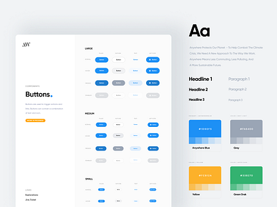 Anywhere Design System anywhere anywhereworks branding button buttons clean color color palette component library components design design system input interface styleguide typography ui ui style guide ux visual design