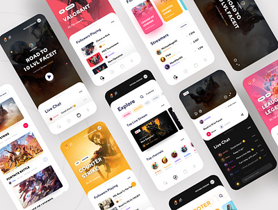 Streamero | Streaming Games App UI KIT app broadcast clean csgo design esports fortnite games gaming interface league of legends live player product design stream streamero twitch ui ux video games