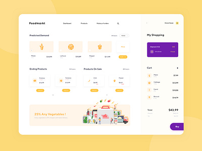 Gastro Products Shop Dashboard buy cart clean dashboard design dish food interface movade product product design shop ui ux web design