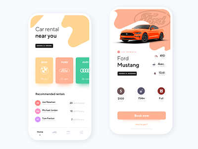 Car Rental App android app app booking car car brands car rental clean design ford interface ios mobile movade mustang product design rental ui ux
