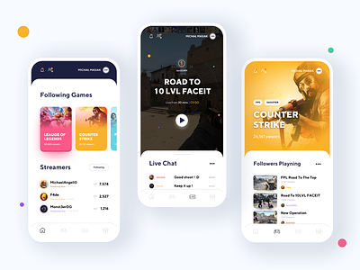 Streaming Games App android app app clean csgo design esport fortnite games interface league of legends live minimalism mobile movade platform player product design stream ui ux