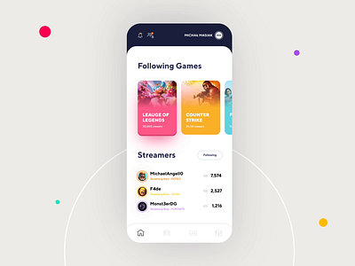 Streaming Games App - Animation android app animation app broadcast clean csgo design interface ios live mobile motion movade player product design stream streaming ui ux web design