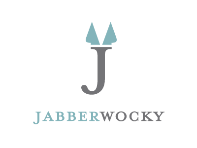 Jabberwocky blue logo mrseaves negativespace simple typography