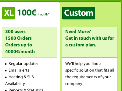 Pricing <table>. css3 green screenshot table