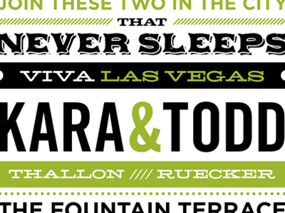 Vegas Wedding Invitation green typography vegas wedding