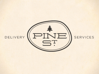 Pine Street Logo, Option C bark evergreen pine serif tree trunk wood