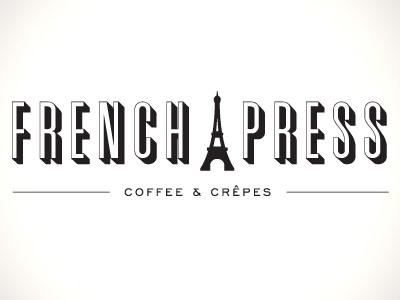 French Press Logo cafe coffee crepes eiffel tower french paris