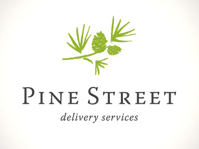 Chosen Pine Street Logo bark bough evergreen needles pine serif tree wood