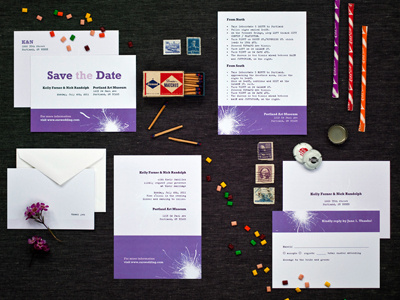 Fireworks Wedding Suite candy card fireworks purple wedding