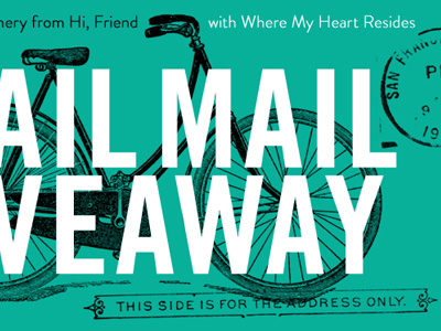 Snail Mail Giveaway graphic bike postage postmark snail mail vintage