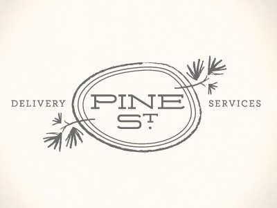 Pine Street Logo Variation bark bough pine service twig wood