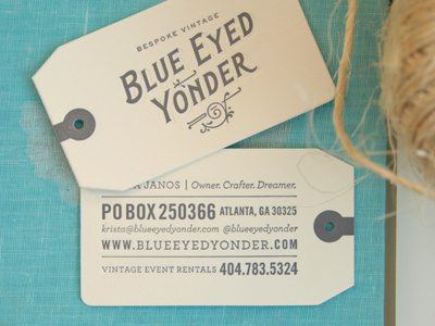 Blue Eyed Yonder Business Cards business card gray letterpress punch tag vintage