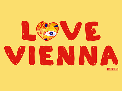 LOVE VIENNA eye heart klimt love vector illustration vienna