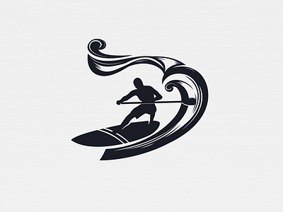 SUP SURF black branding illustration logo paddle board sport surfing wave