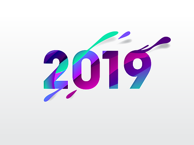 2019 2019 colorful design liquid modern art splash typogaphy year