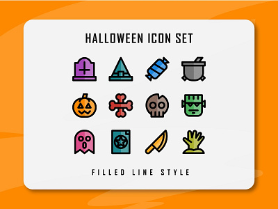 Halloween Icon Set design filled line filled outline flat halloween halloween design icon icon set illustration logo minimal ui ux vector web