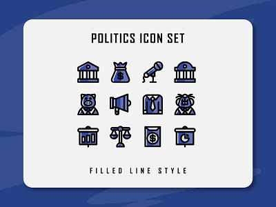 Politics Icon Set app branding design filled line filled outline flat icon icon a day icon artwork icon set illustration logo minimal politic political ui ux vector web website