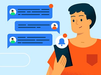 ┌( ಠ‿ಠ)┘ character character design conversation illustration illustrator man messages notification phone tech text texture vector