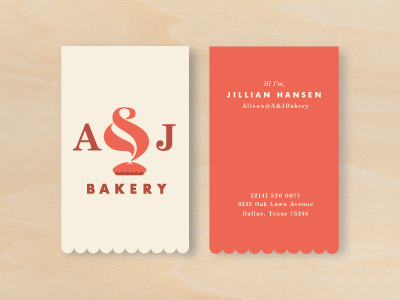 Stationery for A&J Bakery ampersand bakery pie scallops steam