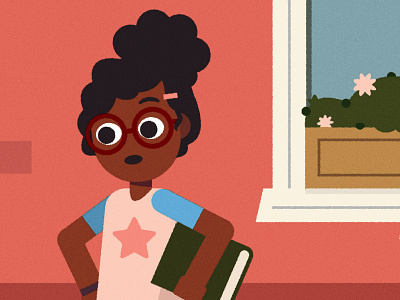 (^ ◕ᴥ◕ ^) bookworm character character design education educational girl glasses illustration illustrator kid kidlit school vector