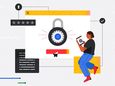 ヽ༼ ຈل͜ຈ༼ ▀̿̿Ĺ̯̿̿▀̿ ̿༽Ɵ͆ل͜Ɵ͆ ༽ﾉ browser character character design code developer digital google illustration illustrator password security tech texture vector woman