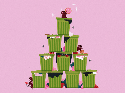 Merry Crustmas! christmas christmas card christmas tree garbage holiday illustration rat texture trash