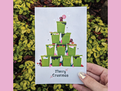 Merry Crustmas! christmas tree holiday holiday card illustration illustrator rat trash