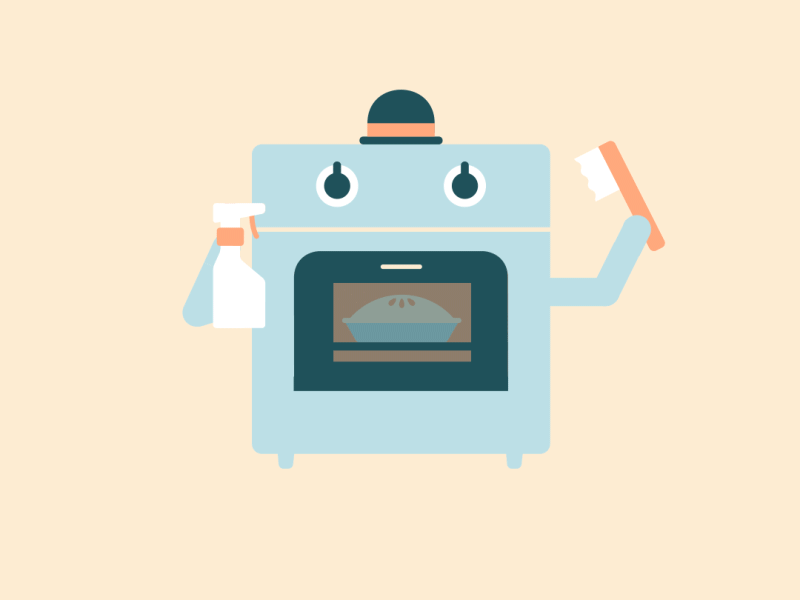 Fancy Oven Dude animation baking brush cleaning cooking fancy dude hat illustration oven pie stove top hat