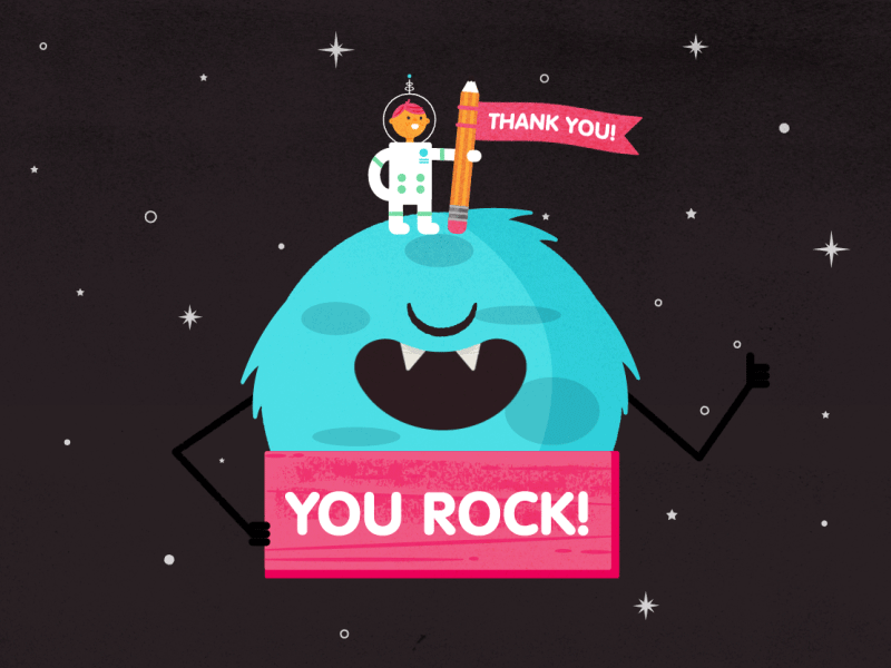 Monster Project Thank You after effects astronaut illustration monster planet shooting star thank you you rock