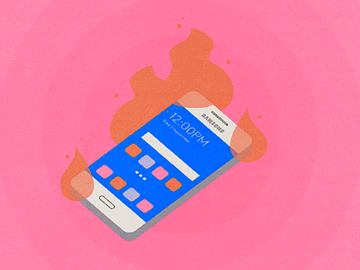 (╯°□°）╯ broken phone cellphone fire flame illustration illustrator phone pyro samsung texture vector