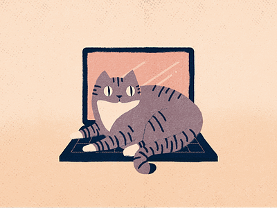 ^ↀᴥↀ^ cat feline kitty laptop striped cat texture vector